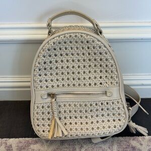 Zara Woven Cream Backpack